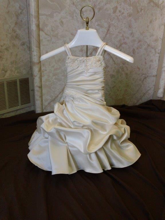 infant wedding gown with cascading train